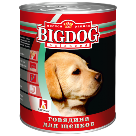 Мясные консервы для собак Зоогурман BigDog "Говядина" - 9шт по 850г