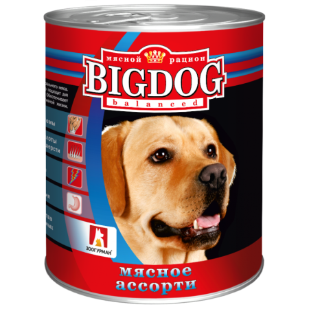 Мясные консервы для собак Зоогурман BigDog "Мясное Ассорти" - 9шт по 850г