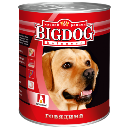 Мясные консервы Зоогурман BigDog для щенков "Говядина" - 9шт по 850г